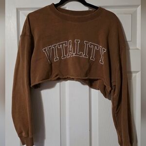 Vitality Brown Crop Top Sweatshirt